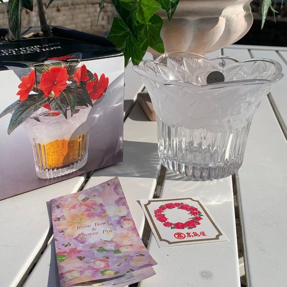 Vtg SOGA Crystal Glass Bowl Flower Pot Candle Holder - Picture 2 of 11